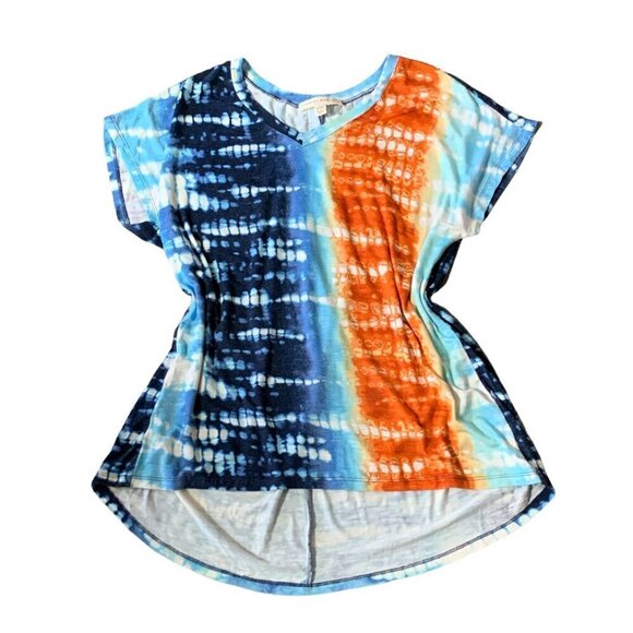 Farmers Market by One World Tie Dye Hi-Low Tee Top Sz PM #30B - Picture 2 of 8